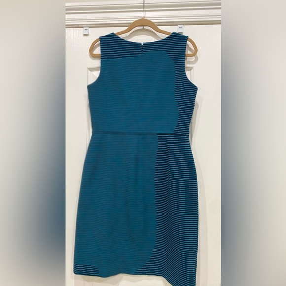 Talbots sleeveless knit dress Black & turquoise stripe. Size 12 - Picture 2 of 4